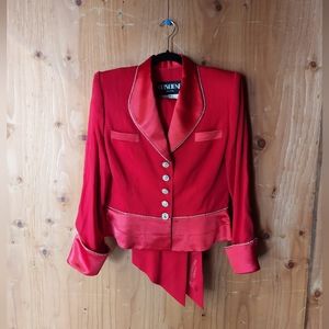 Criscione New York Vintage Red Cache Rhinestone Embellished 2 Piece Suit Set